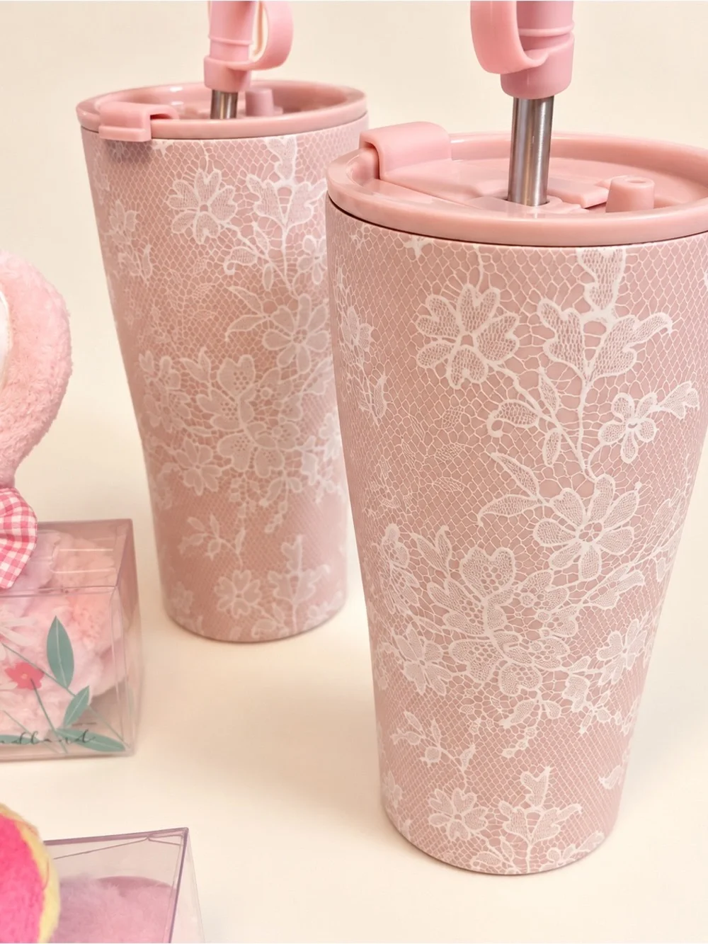 Pink Tumbler & Spa Headband Gift Bundle – 7 Pieces